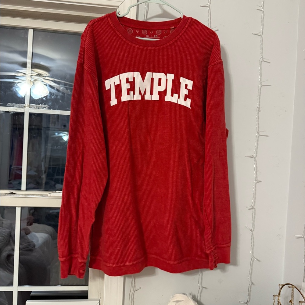 Red Thick Temple College Long Sleeve (Cordoroy)